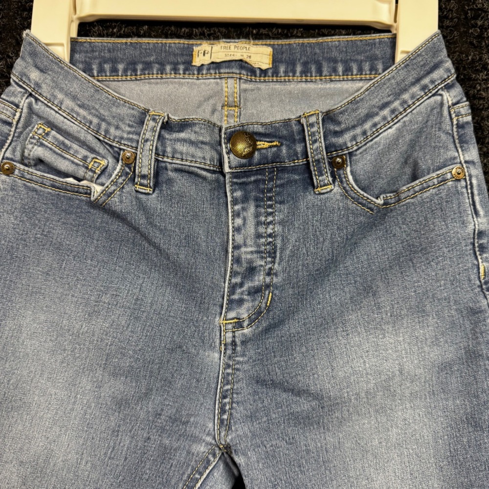 Free People Womens Light Wash Blue Skinny Jeans Size 26 Short Inseam